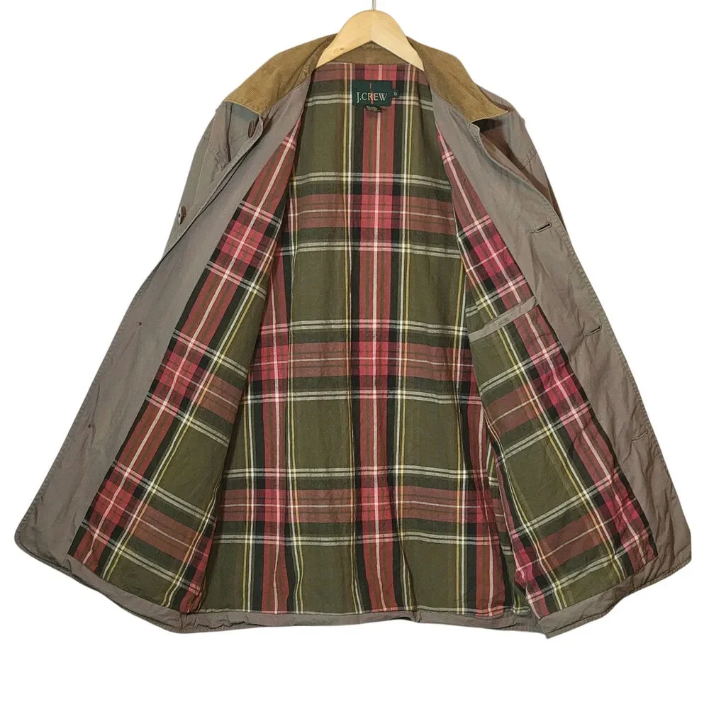 J. Crew Vintage Barn Jacket Tan Corduroy Collar Rugged Fall Canvas Coat L Tall